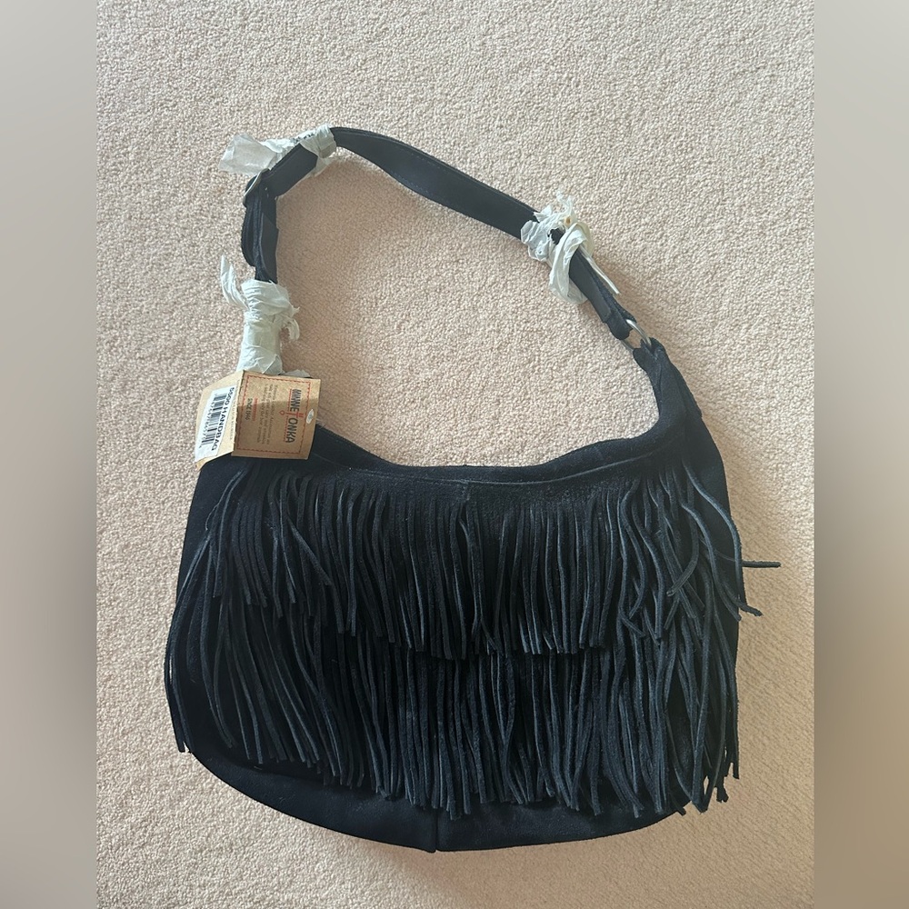 NWT Minnetonka black suede handbag